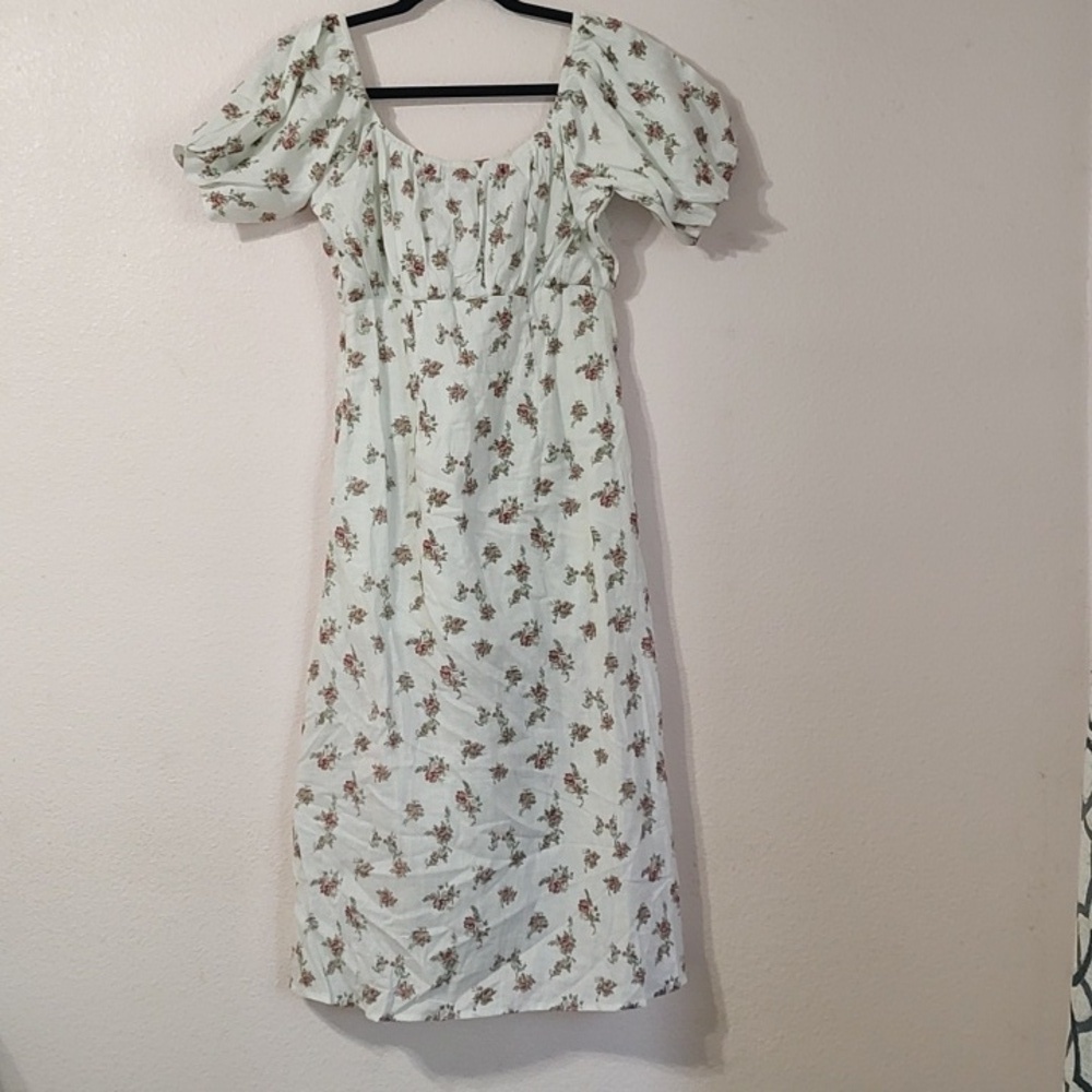Asos Wednesday's Girl Midi Milkmaid Tea White Floral Dress Size XXS - Picture 5 of 8